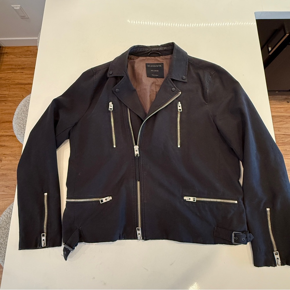 All Saints Black Shirt Jacket Moto - Size XXL (wears size L)